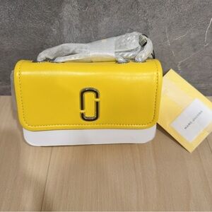 (NWT) Marc Jacobs The Glam Shot Mini Flap Crossbody Bag Smooth Leather Golden